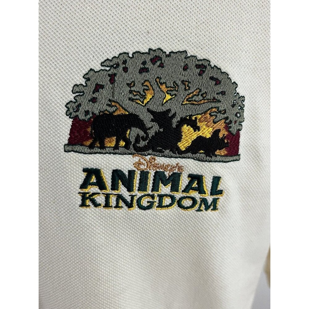 Vintage Disney Animal Kingdom Men's M Cotton Pique Polo Shirt Embroidered Logo